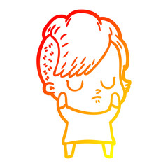warm gradient line drawing cartoon woman
