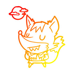 warm gradient line drawing halloween werewolf