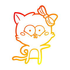warm gradient line drawing cartoon cat