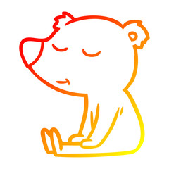 warm gradient line drawing happy cartoon bear sitting