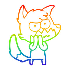 rainbow gradient line drawing cartoon annoyed fox