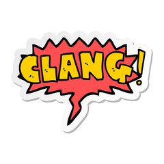 cartoon word clang and speech bubble sticker