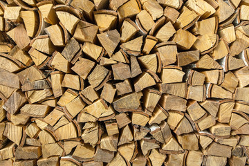birch wood stacked for fireplaces