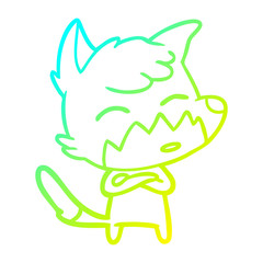 cold gradient line drawing cartoon fox