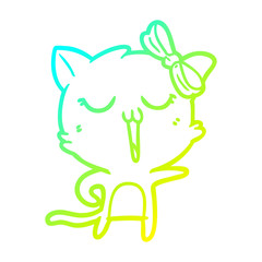 cold gradient line drawing cartoon cat