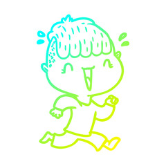 cold gradient line drawing cartoon happy boy surprised