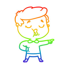 Fototapeta premium rainbow gradient line drawing cartoon man talking