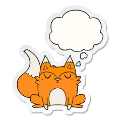 cartoon fox and thought bubble as a printed sticker