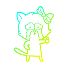 cold gradient line drawing cartoon cat
