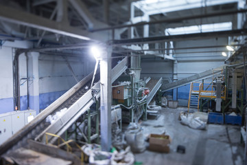 Production of polymer chips. Plastic recycling. Processing Workshop