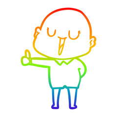rainbow gradient line drawing happy cartoon bald man