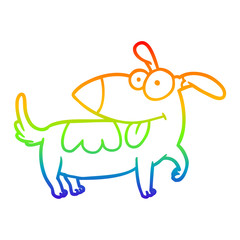 rainbow gradient line drawing happy dog