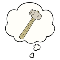 cartoon sledgehammer and thought bubble