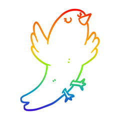 rainbow gradient line drawing cartoon bird