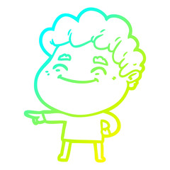 cold gradient line drawing cartoon friendly man