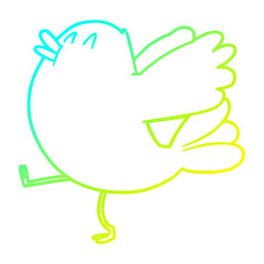 cold gradient line drawing cartoon flapping bird
