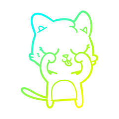 cold gradient line drawing cartoon cat