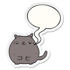 cartoon cat and speech bubble sticker