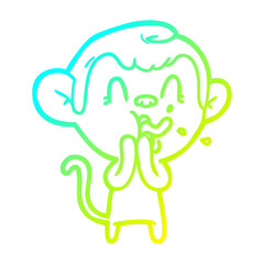 cold gradient line drawing crazy cartoon monkey