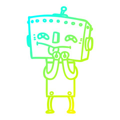 cold gradient line drawing cartoon robot