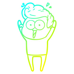 cold gradient line drawing cartoon man