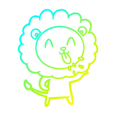cold gradient line drawing happy cartoon lion