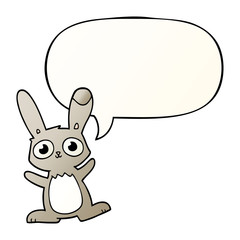 cute cartoon rabbit and speech bubble in smooth gradient style