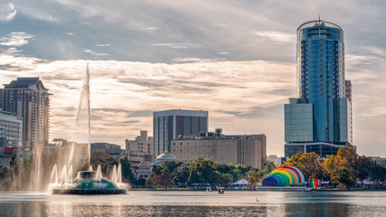 Rainbow amphitheater at Lake Eola in downtown Orlando, Florida for gay pride