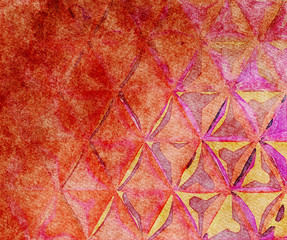Watercolor abstract texture background in creative stylish geometric form. Wet painting effect. Dry brush strokes and splashes. Beautiful design pattern for backdrops and print production decoration. 