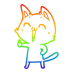 rainbow gradient line drawing happy cartoon cat