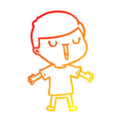 warm gradient line drawing cartoon happy boy
