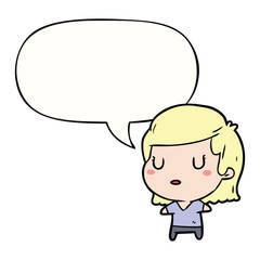 cartoon woman and speech bubble