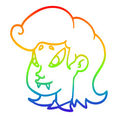 rainbow gradient line drawing cartoon vampire