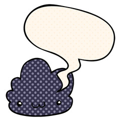 cute cartoon cloud and speech bubble in comic book style
