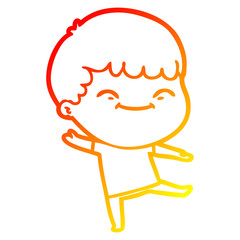 warm gradient line drawing cartoon happy boy