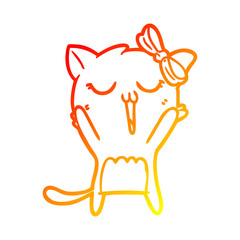 warm gradient line drawing cartoon cat