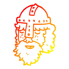 warm gradient line drawing cartoon viking face