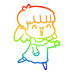 rainbow gradient line drawing cartoon woman