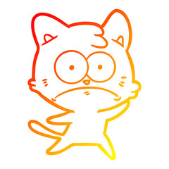 warm gradient line drawing cartoon nervous cat