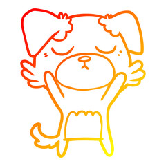 warm gradient line drawing cute cartoon dog
