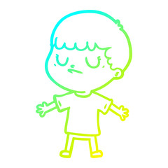 cold gradient line drawing cartoon grumpy boy