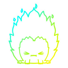 cold gradient line drawing cartoon fire creature