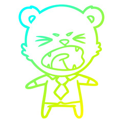 Obraz premium cold gradient line drawing angry cartoon bear
