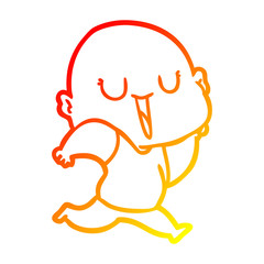warm gradient line drawing happy cartoon bald man