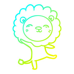 cold gradient line drawing cartoon lion