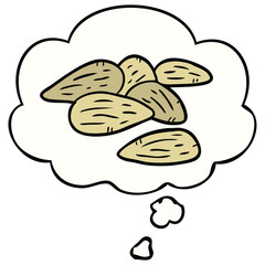 cartoon almonds and thought bubble