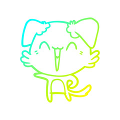 cold gradient line drawing happy little pointing dog cartoon