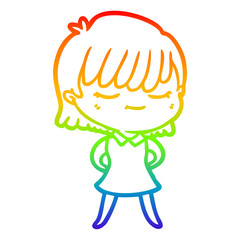 rainbow gradient line drawing cartoon woman