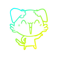 cold gradient line drawing happy little dog cartoon