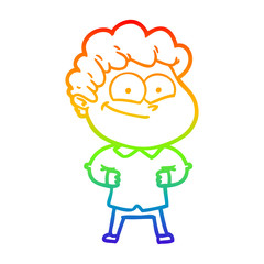 rainbow gradient line drawing cartoon happy man